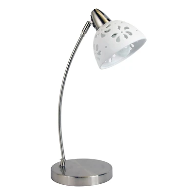 Simple Designs™ 20" Brushed Nickel Desk Lamp with White Porcelain Flower Shade