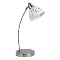 Simple Designs™ 20" Brushed Nickel Desk Lamp with White Porcelain Flower Shade