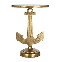 Hello Honey® 19" Round Gold Nautical Accent Table with Anchor Base