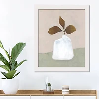 Cream and Mint Plant White Framed Print Under Plexiglass