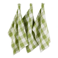 DII® Antique Green Buffalo Check Dish Towels, 3ct.