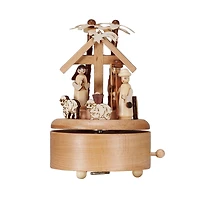 Hello Honey® 6.25" Wind-Up Wood Nativity Music Box