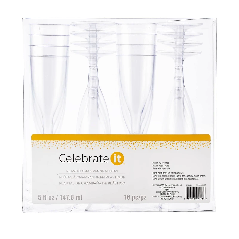 12 Packs: 16 ct. (192 total) 5oz. Plastic Champagne Flutes by Celebrate It™