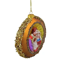4" Joseph, Mary & Baby Jesus Glass Disc Ornament