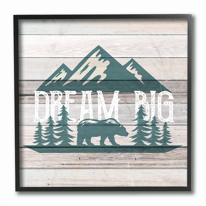 Stupell Industries Rustic Forest Mountain Dream Big Wall Accent with Black Frame