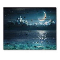Designart - Romantic Moon Over Deep Blue Sea I