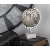 11" White Ceramic & Metal Contemporary Globe
