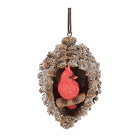 6" Frosted Pinecone Cardinal Ornaments, 6ct.