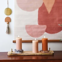 Hello Honey® 23" Natural & Gold Boho Rectangle Mango Wood Tray with Metal Handles