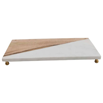 Hello Honey® Mango Wood & Marble Serving Tray
