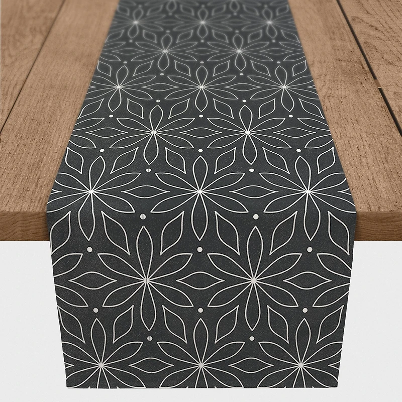 Monochromatic Flowers 16" x 72" Cotton Twill Runner