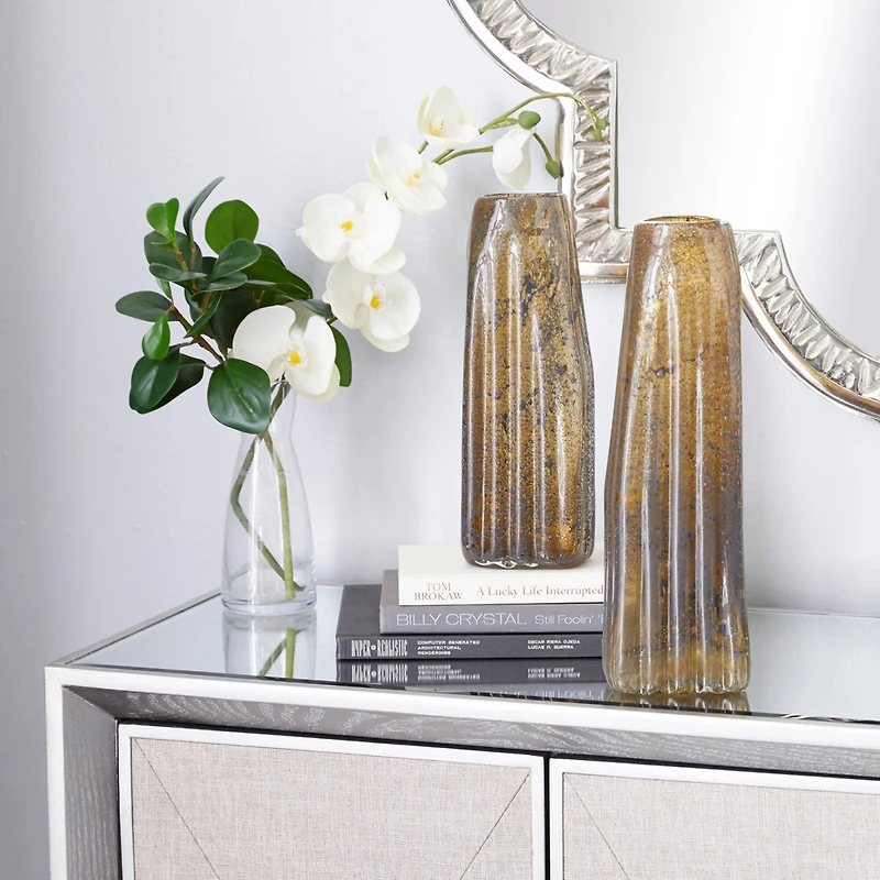 Brown Contemporary Glass Vase Set
