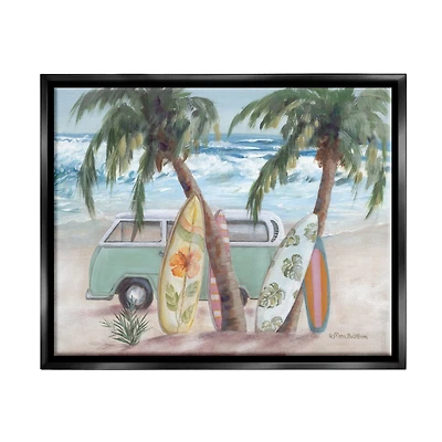 Stupell Industries Summer Waves Tropical Van Surfboards Floater Framed Art