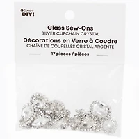 CousinDIY Silver Cupchain Crystal Glass Sew-On Rhinestones, 17ct.