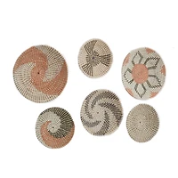 Set of 6 Brown Seagrass Eclectic Wall Decor, 14" x 14" x 3"