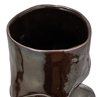 Hello Honey® 5.5" Iridescent Dark Brown Organic Shaped Stoneware Vase