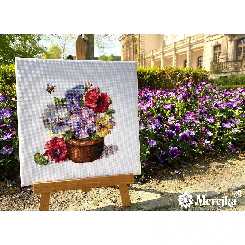 Merejka Spring Pansies Counted Cross Stitch Kit