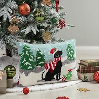 Glitzhome® Hooked Christmas Dog Pillow