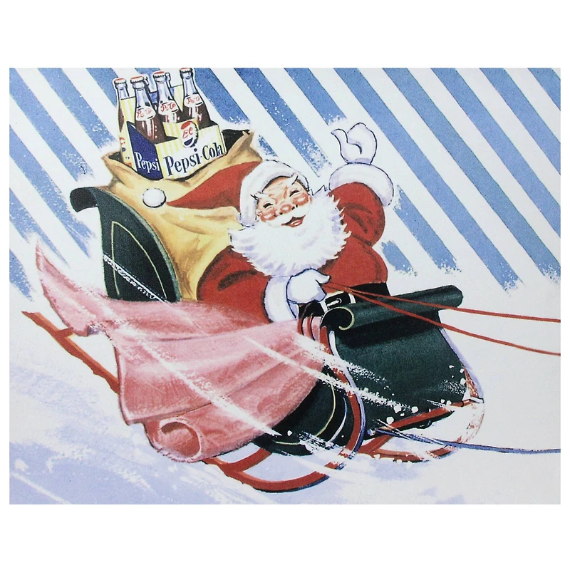 LED Back Lit Santa Claus & Sleigh Pepsi Christmas Wall Art