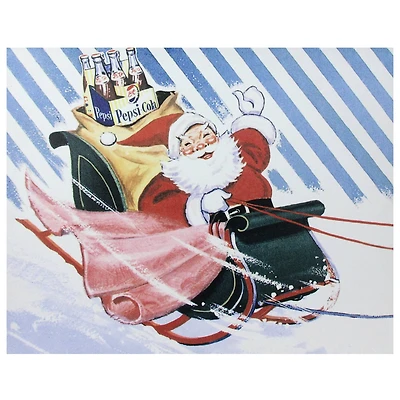LED Back Lit Santa Claus & Sleigh Pepsi Christmas Wall Art