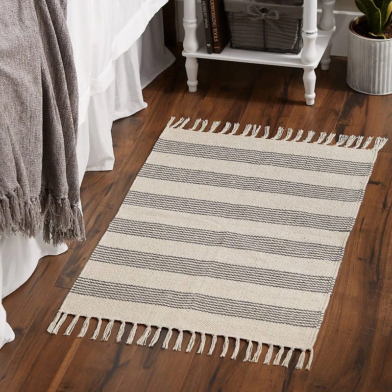 DII® Gray Ticking Stripe Hand-Loomed Rug, 2ft. x 3ft.