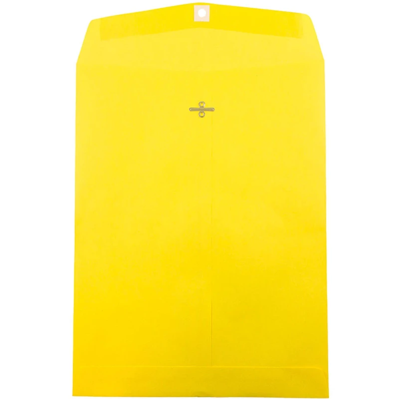 JAM Paper 10" x 13" Yellow Recycled Clasp Closure Envelopes, 50ct.