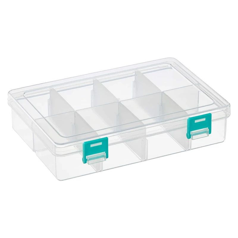 6 Pack: Clear & Turquoise 8-Compartment Storage Box by Bead Landing™