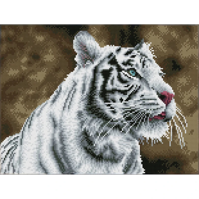 Diamond Dotz® Intermediate Tiger Blanc Pre-Framed Diamond Painting Kit