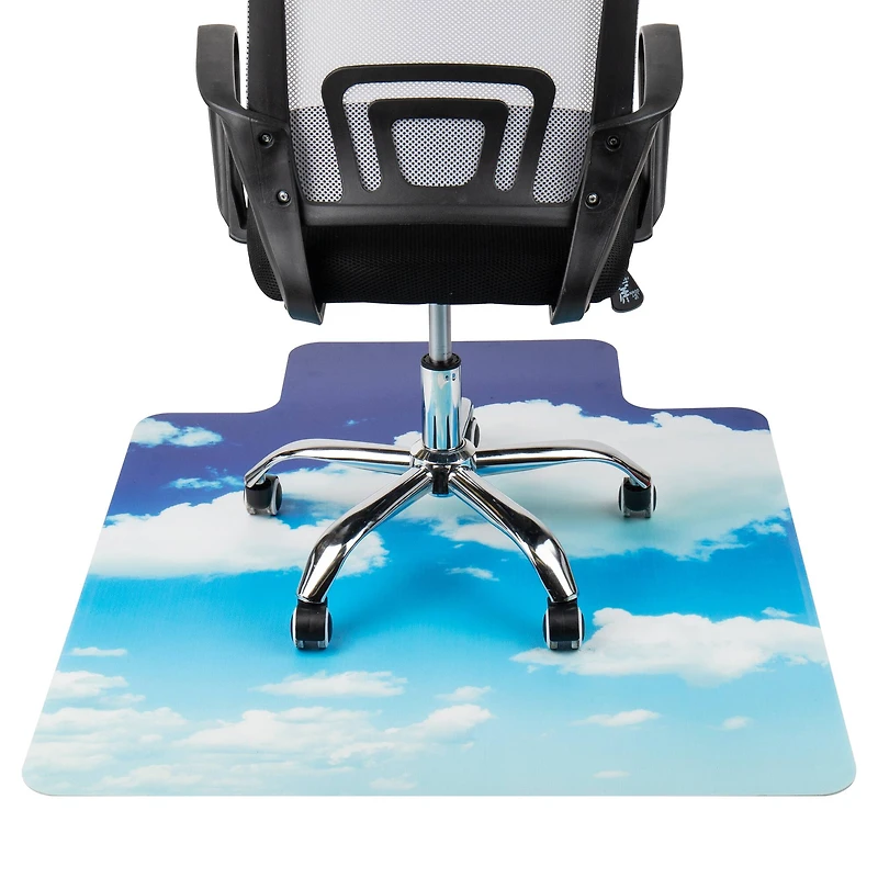 Mind Reader 9-to-5 Collection Blue Head in the Clouds Art Office Chair Mat with Lip