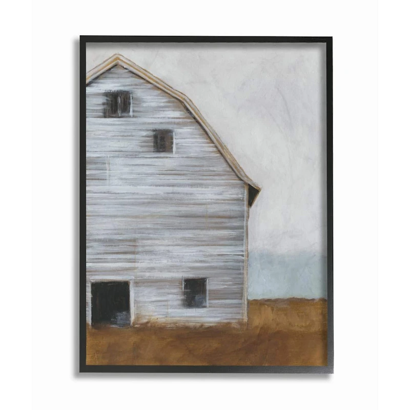 Stupell Industries Worn Old Barn Farm Wall Art in Black Frame