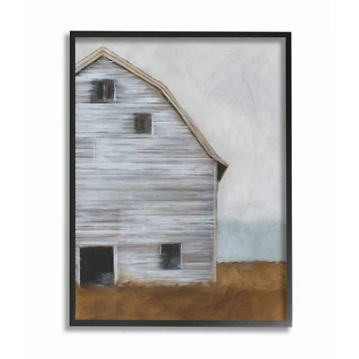 Stupell Industries Worn Old Barn Farm Wall Art in Black Frame