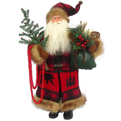 Santa's Workshop 18" Buffalo Plaid with Black Bear Santa Figure