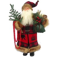 Santa's Workshop 18" Buffalo Plaid with Black Bear Santa Figure