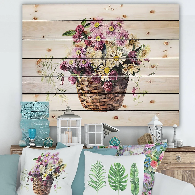 Designart - Bouquet From Meadow Flowers In The Basket
