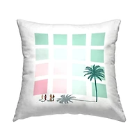 Stupell Industries Tropical Palms Beach Geometric Pastel Square Shapes Throw Pillow, 18" x 18"