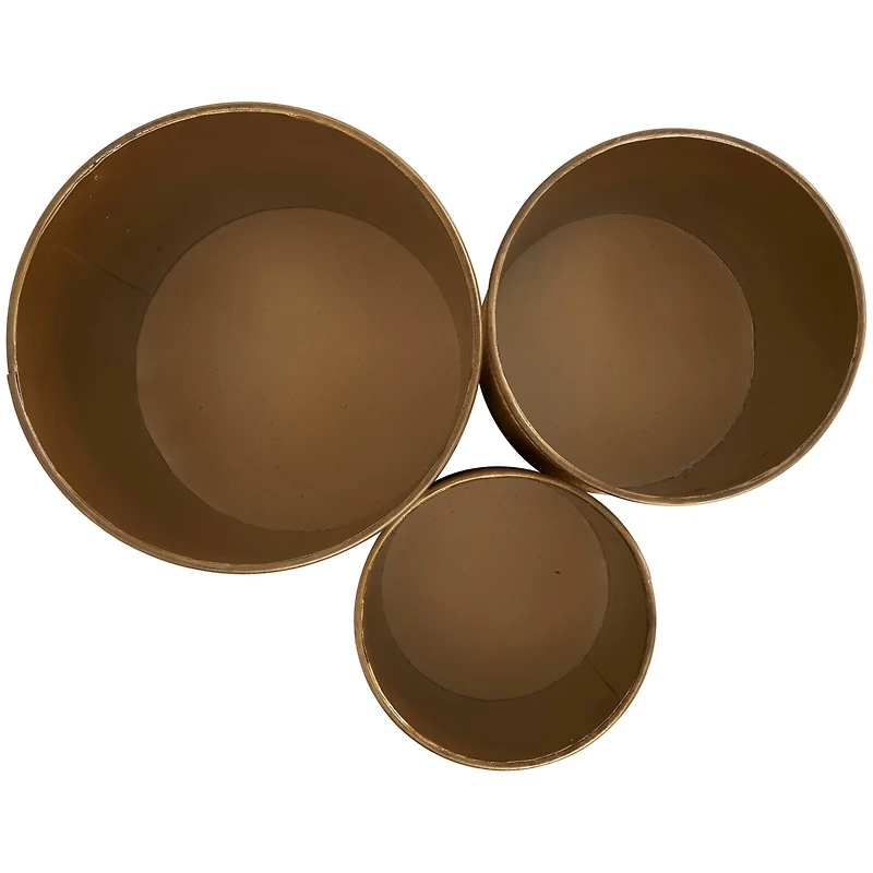 Beige & Gold Woven Paper Decorative Jar Set