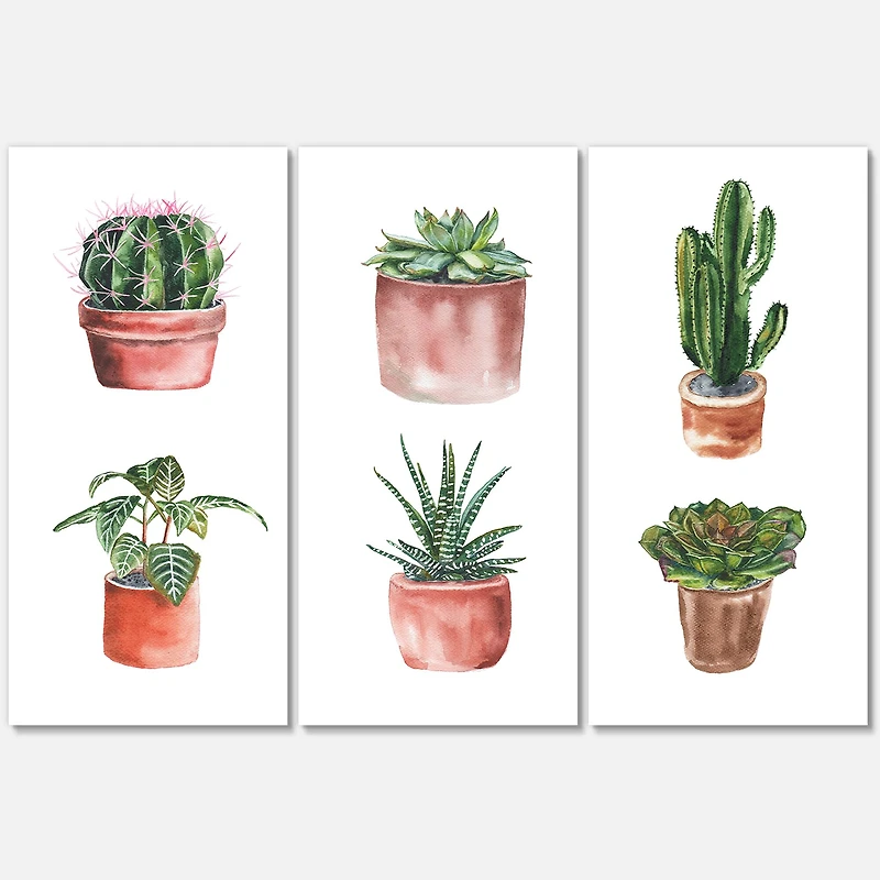 Designart - Flowers In A Pot Cacti and Succulents
