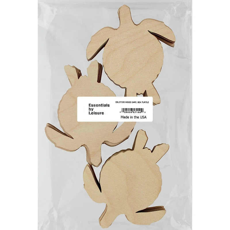 Essentials by Leisure Arts 24 Pack 3.81" x 4.5" Sea Turtle Flat Wood Shape