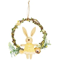 10" Bunny with Flowers Artificial Easter Twig Wreath