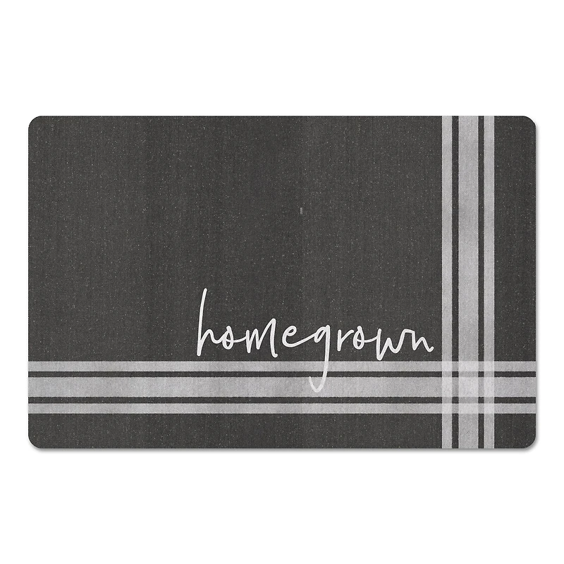 Black with White Stripes Home Grown Floor Mat