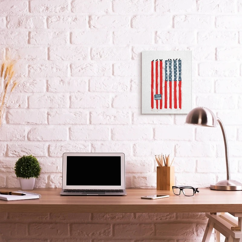 Stupell Industries American Flag Birds on Wall Political Statement Canvas Wall Art
