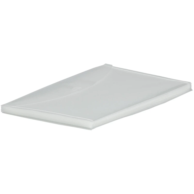 JAM Paper 9" x 14.25" Clear Plastic Tuck Flap Closure Envelopes, 12ct.