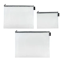 Mixed Gray Mesh Zipper Pouches by Simply Tidy®, 3ct.