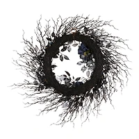 24" Halloween Moody Blue Rose & Twig Wreath