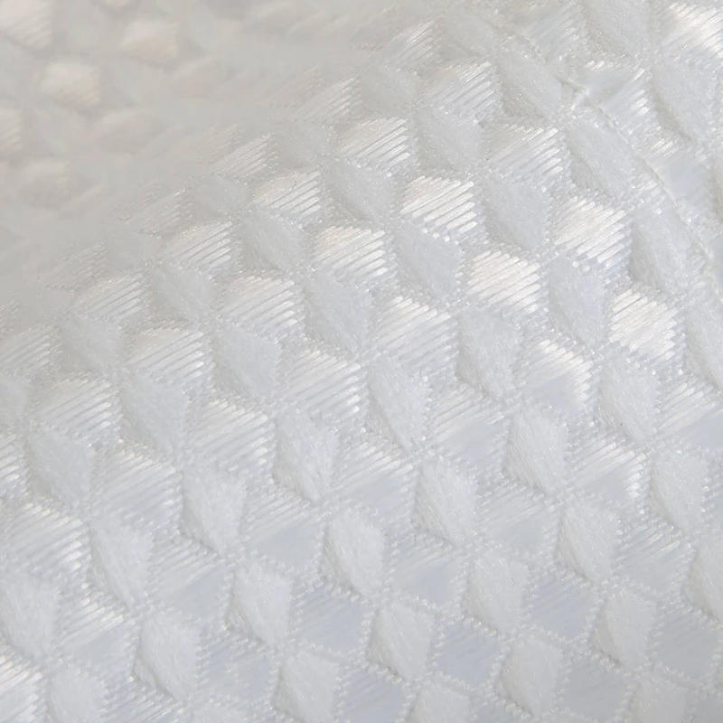 Elle Décor White Jacquard Solid Weave Shower Curtain