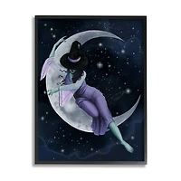 Stupell Industries Moon Witch Starry Night Sky Framed Giclee Art