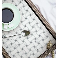 RoomMates Basketweave Carrara Marble Peel & Stick Backsplash StickTiles®