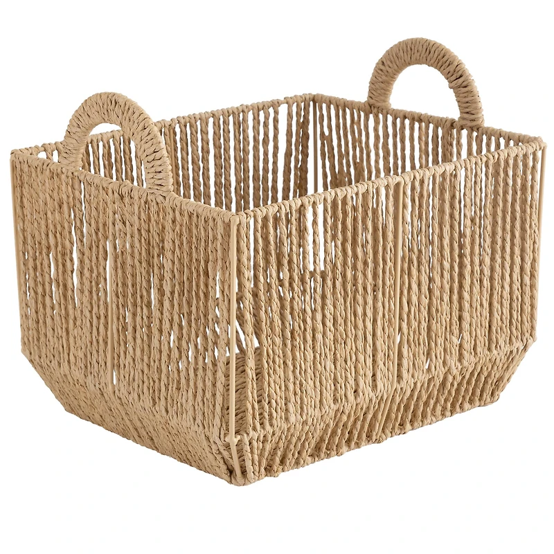 Simplify Vertical Weave Storage Basket with Round Handles