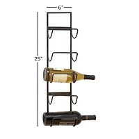 25" Black Metal Industrial Wine Holder Rack
