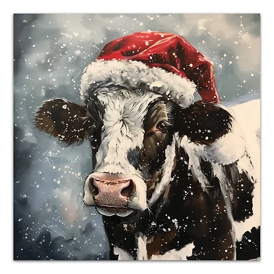 Painty Christmas Cow 24" x 24" Canvas Wall Art